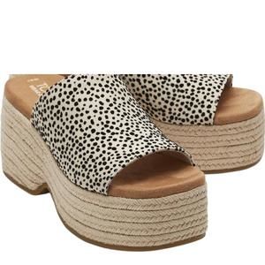 NEW TOMS women laila mule wedge sandals in mini cheetah